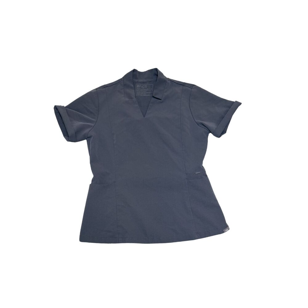 Figs Gray V Neck Inala Slim Short Sleeve Scrub Top Technical Collection Sz S